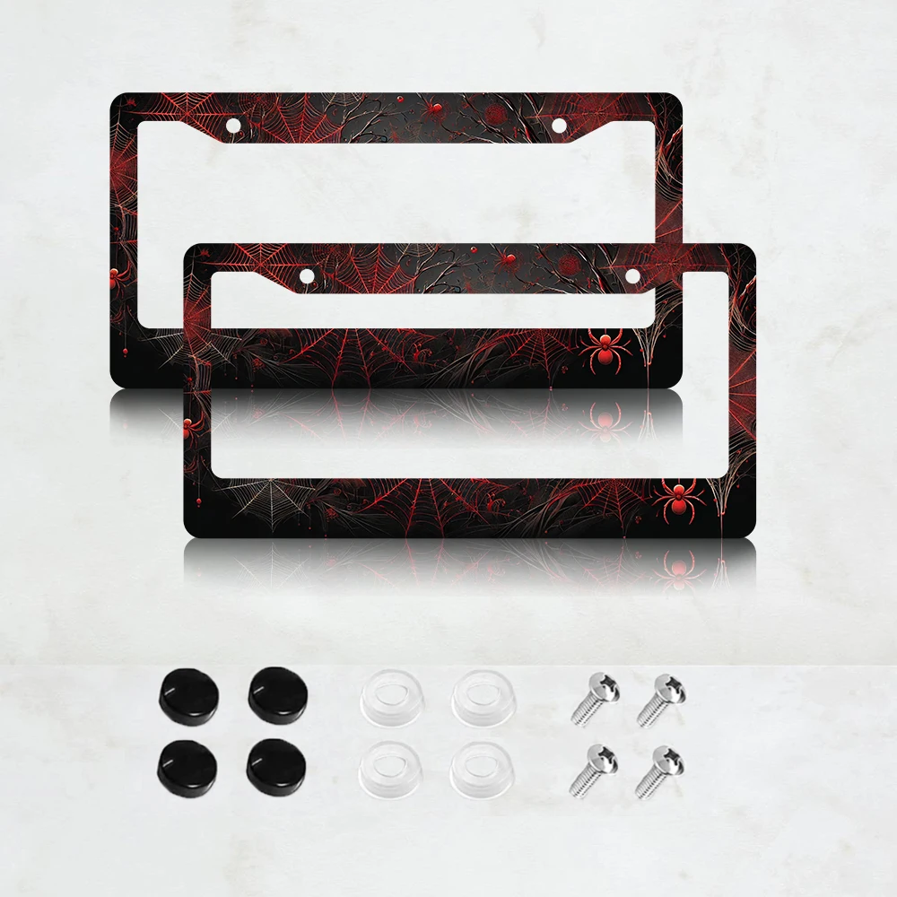 

Рамка для номерного знака в стиле авангардной паутины, темно-красная, 2 шт. — подходит для американских автомобилей, стандартный размер 12x6 дюймов