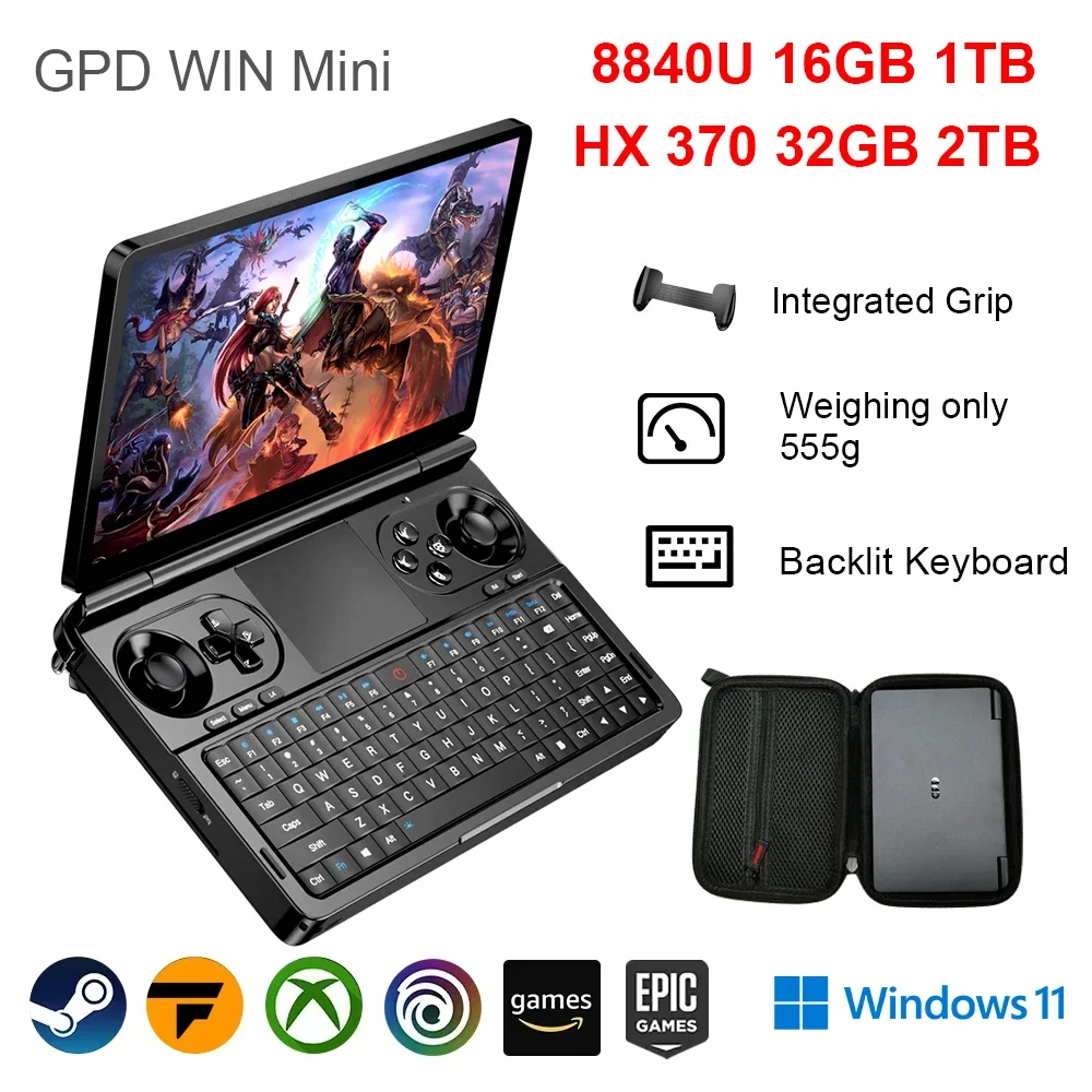 Prime Brutal GPD Win Mini AMD AI 9 HX 370 7 Inch Handheld GamePad Tablet 32GB RAM 2TB PCIE4.0 Pocket Mini Laptop Game Player