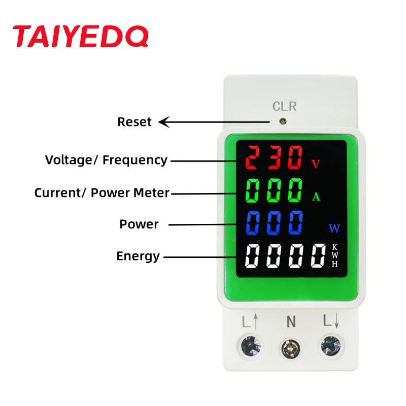 Din Rail Power Energy Meter 80-270V 100A Electronic Kwh Meter Wattmeter Multi Digital Ammeter Voltmeter