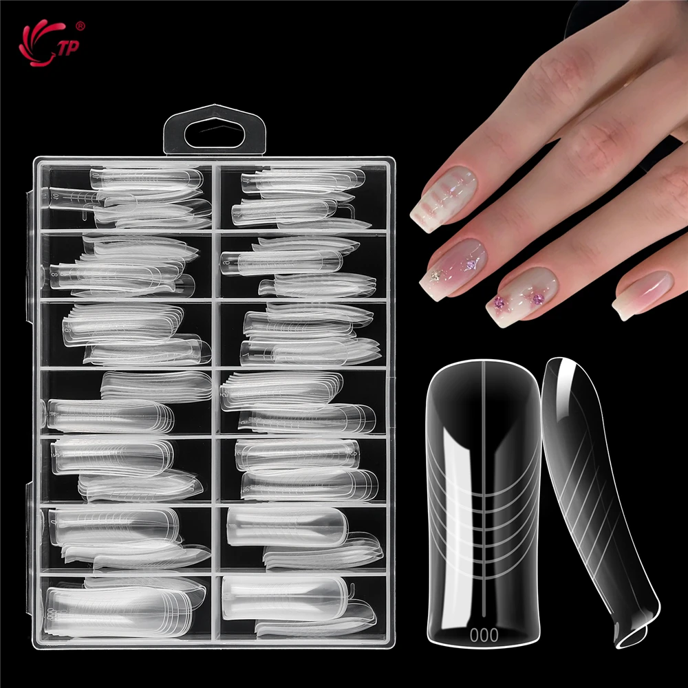 TP 140pcs/box Dual Forms Nails Upper Molds Reusable UV Gel Polish Acrylic Quick Building Mold Full Cover Extension Nail Forms