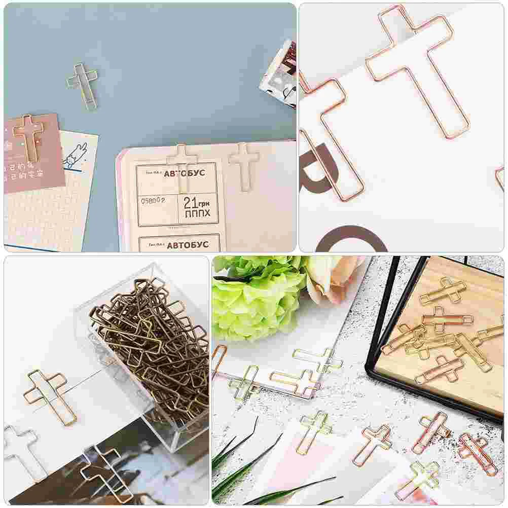 40 Pcs Controller Office Clip Cross Shape Bookmarks Metal Clips Supplies File Paper