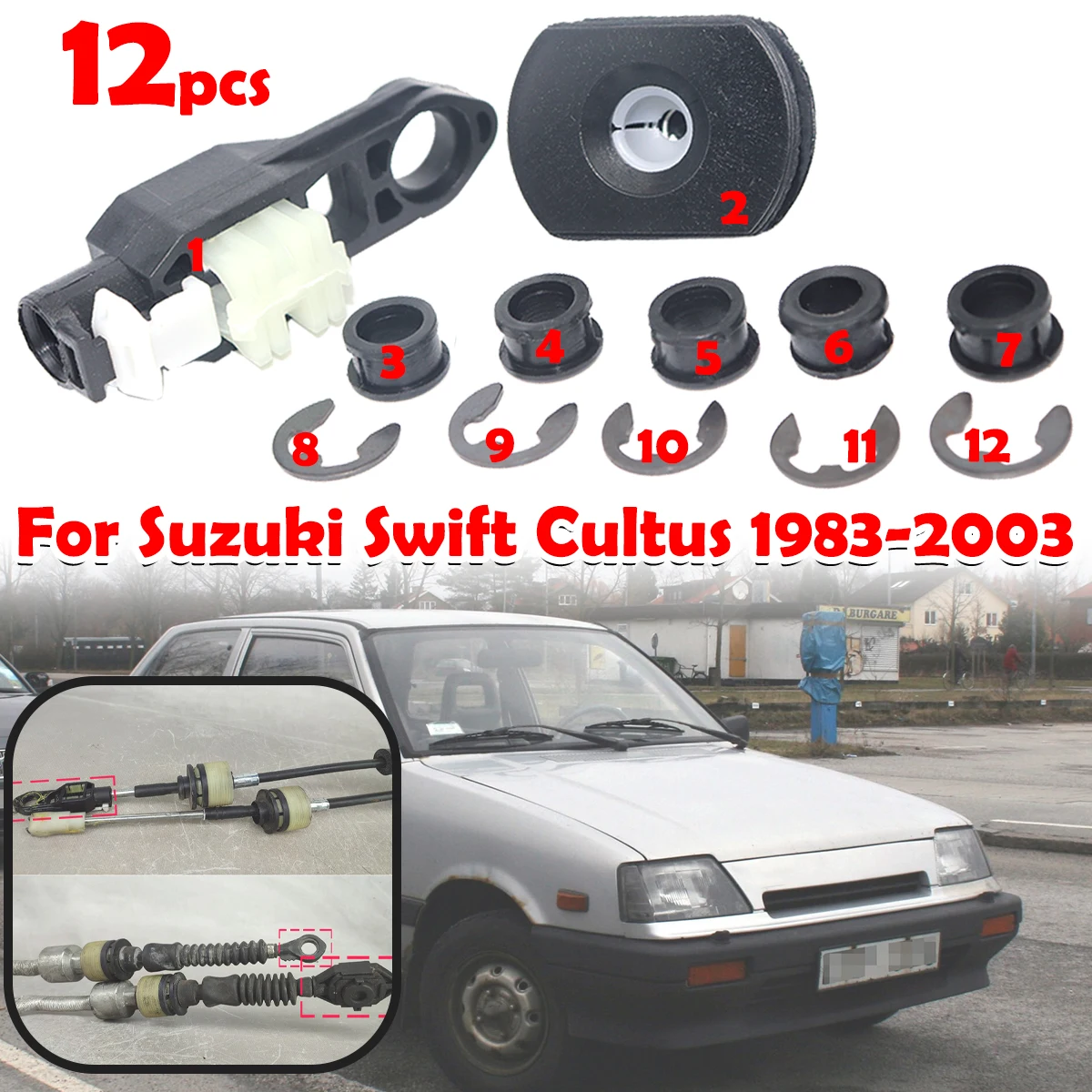 

12 шт. трос переключения передач для Suzuki Swift Cultus 1983-2001 2002 2003 рычаг концевой разъем адаптер селектор втулка втулка