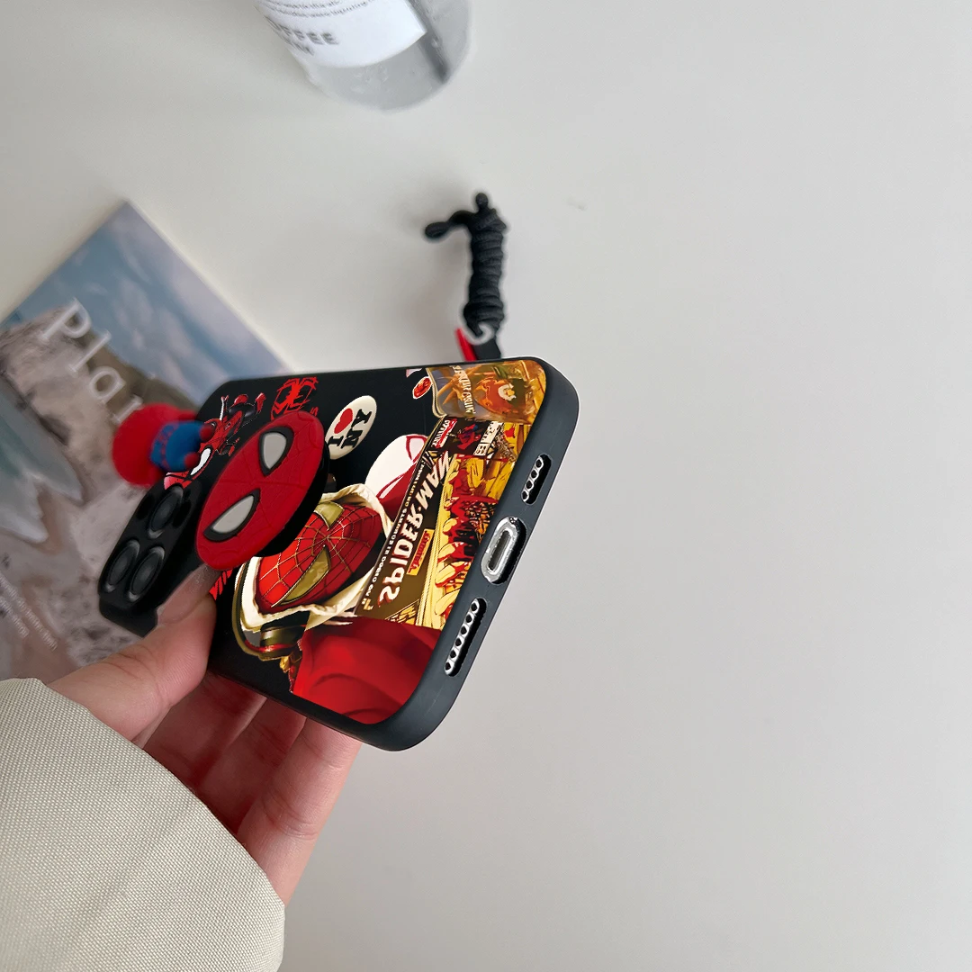For Vivo Y15s Y17s Y15A Y76 Y35 Y22 Y16 Y02s Y78 Y27 V25 V25Pro V27 Y28 Y38 V30E Cool SpiderMan Case With Holder Rope image 3