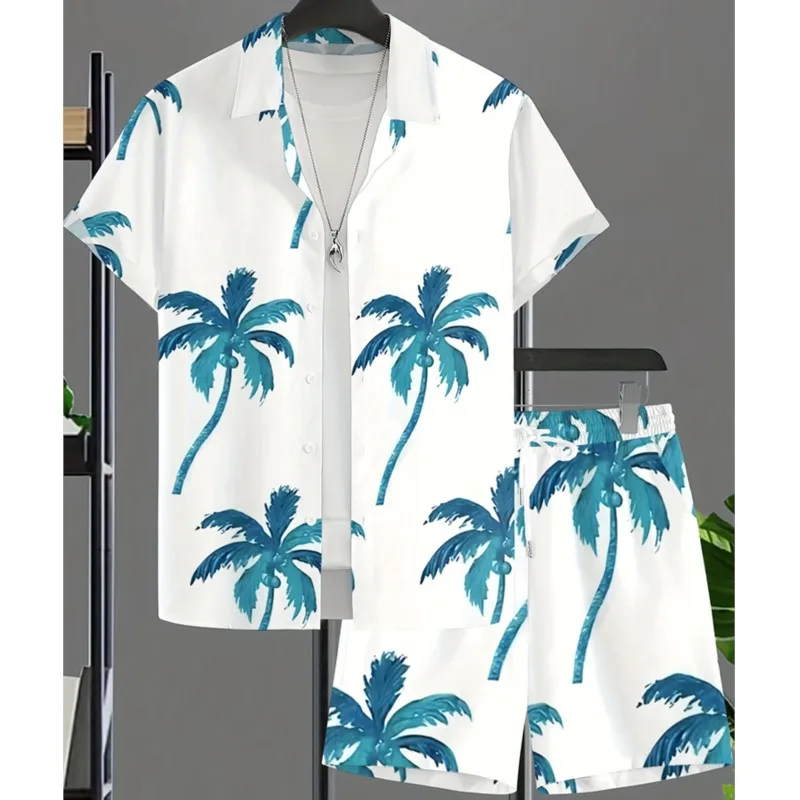 

2025 New Summer Casual Men's Shirt And Beach Shorts Set 3D Printed Short-sleeved Outdoor Streetwear Shorts Camisas De Hombre