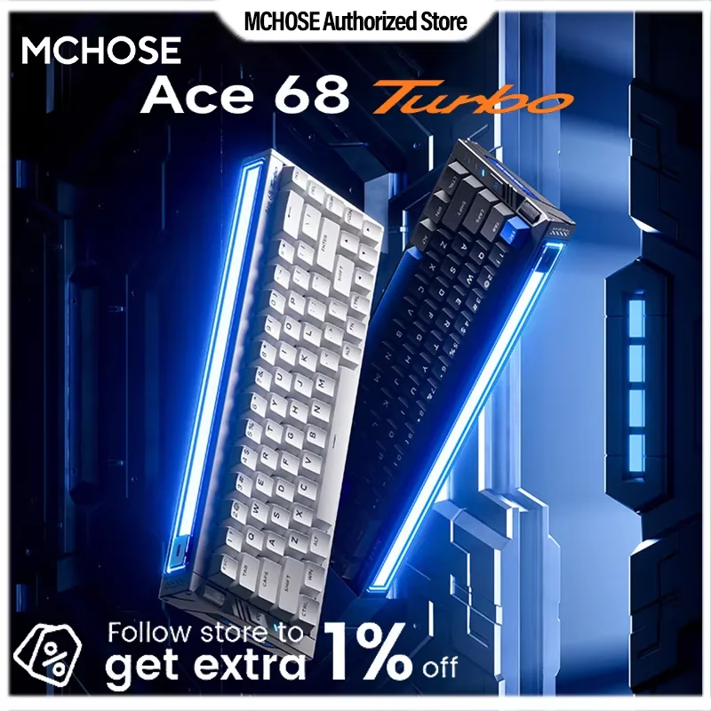 

MCHOSE ACE68 Turbo HE Gaming Keyboard 16kHz Polling Rate Hall Effect TAISHAN GT Switch 0.001MM Rapid Trigger CNC Aluminum Shell