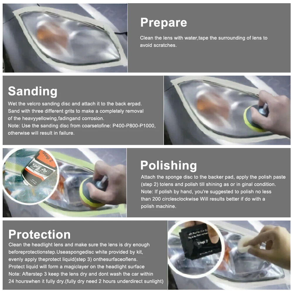 

Headlight Restoration Kit Headlight Polish Car Light Repair CleanerKit Auto Renovation Liquid Repair Maintenance Car Accessories