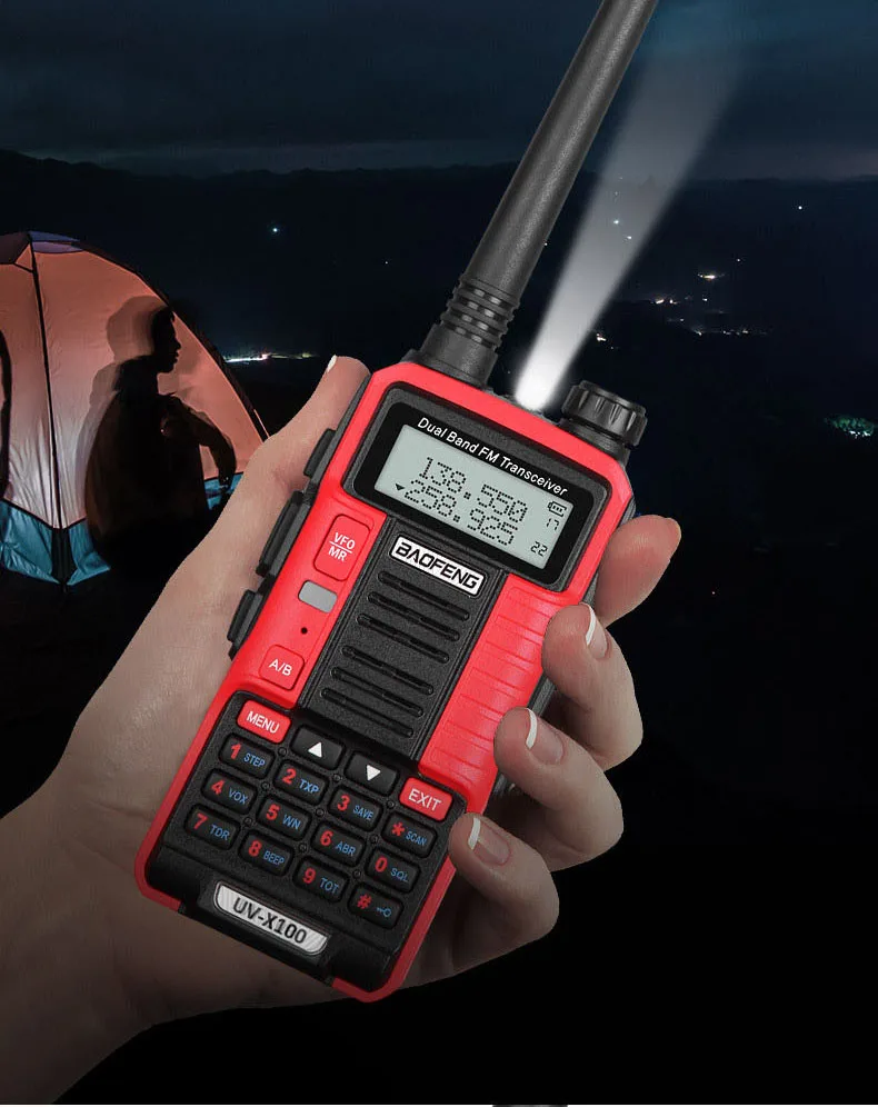 Baofeng-walkie-talkie UV X100 de largo alcance, transceptor de Radio HF de doble banda, alcance máximo de 50KM, carga rápida por USB, 2024