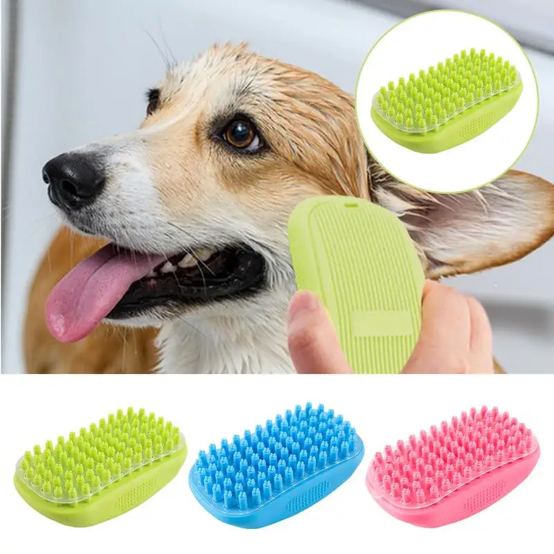 Dog Hair Brush Dog Cleaning Brush Pet Shampoo Bath Soothing Massage Rubber Bristles Curry Comb Pet Brushing Grooming Comb For