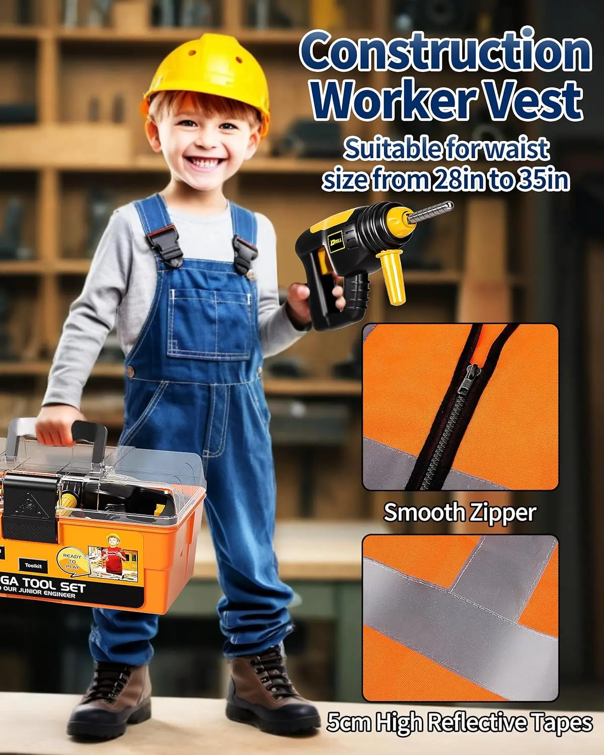 Pretend Tools Kit Kids 45PCS Set Play Repair Tool Set Plastic Construction Toys with Screwdrivers for Toddler Boys Girls Child