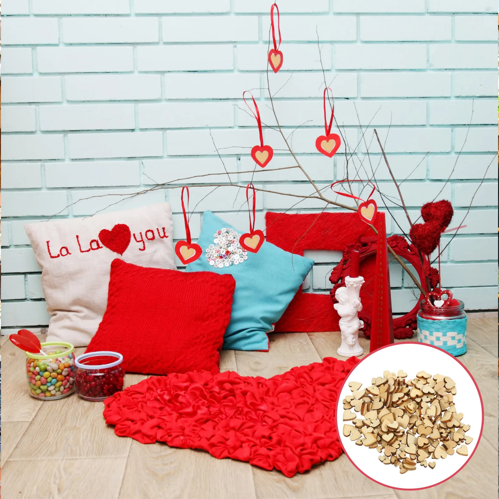 

200 pcs Blank Heart Wood Slices Discs Natural Diy Craft Bases Embellishments Scrapbooking Decoupage Sign Making Wedding Birthday