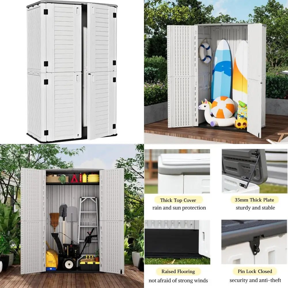 

Водонепроницаемый навес для хранения на открытом воздухе — вместимость 67, прочный полимерный шкаф для мебели для патио, садовых инструментов и многого другого