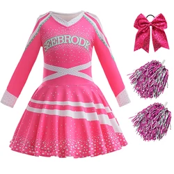 Girl's Dress Football Competition Cheerleading Clothing New Girl's Long sleeved Fashion Open Back Pleated SkirtChildren'sclothin