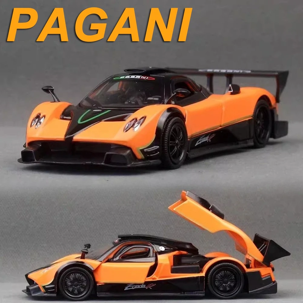 Pagani Zonda R Huaya BC – modèle Miniature en alliage moulé sous pression, jouets pour portes de voiture, son ouvert, lumière, véhicules à retirer, cadeaux pour garçon, 1:32