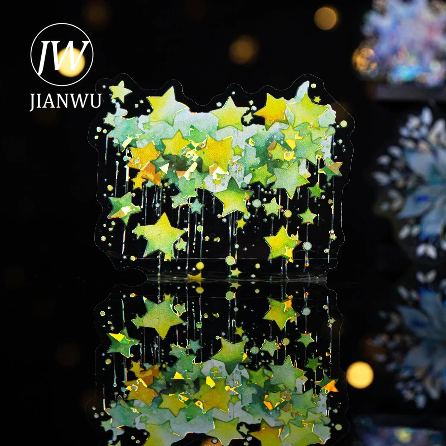 JIANWU A Piece of Starlight Series Vintage Star Landscaping Material Collage PET Sticker Creative DIY Journal Stationery