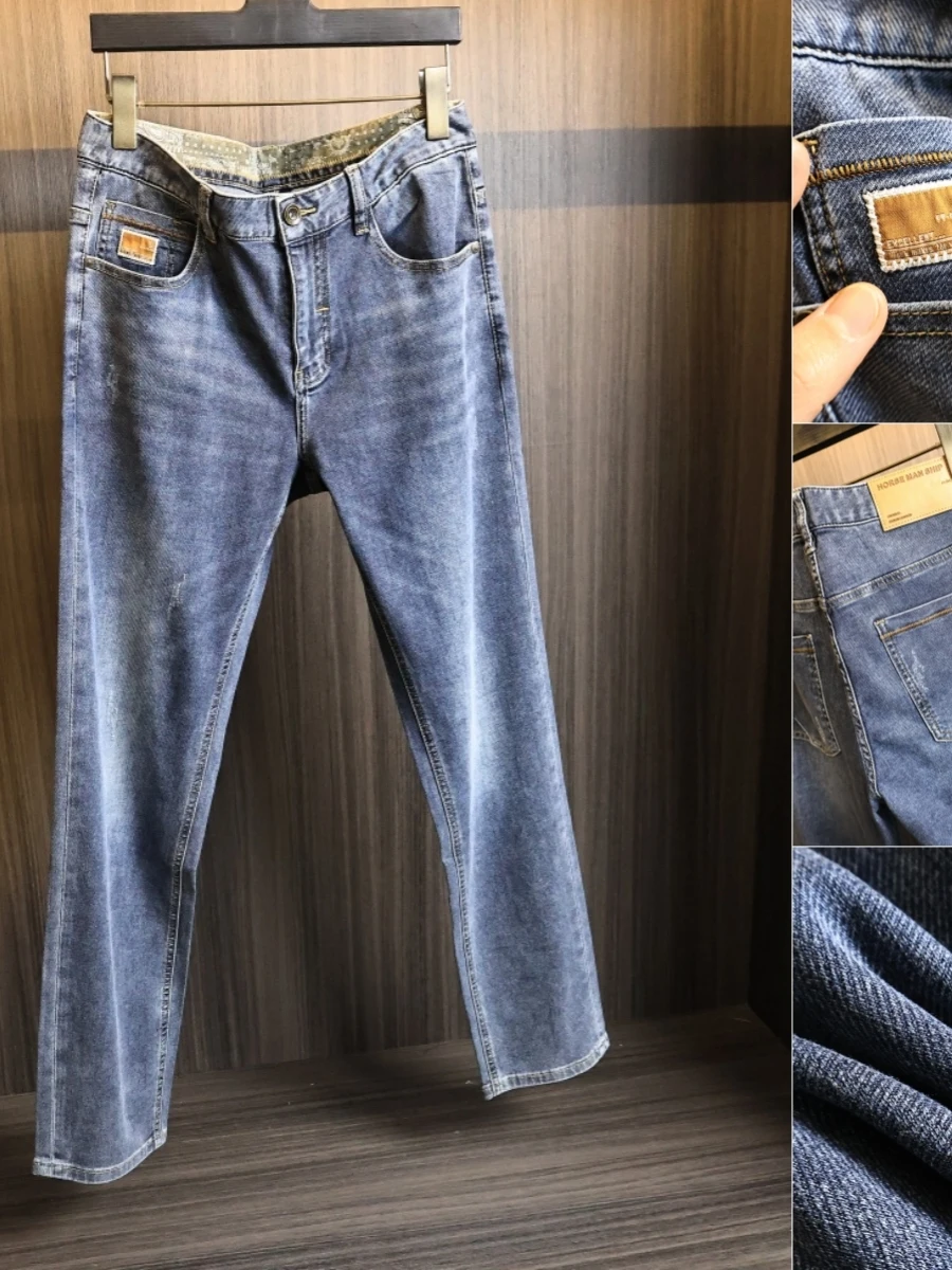 

Мужские джинсы Waed White Straight Leg: весенне-летние, эластичные, приятные к телу, модные, городские, со средней посадкой, на молнии, повседневные