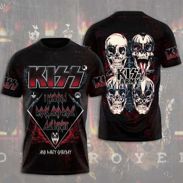 

Hot Rock Band Kiss T-shirts 3D Printing T Shirt Summer Men's Women's Funny Short sleeve O-neck Tee Shirt Street Kids Tshirt