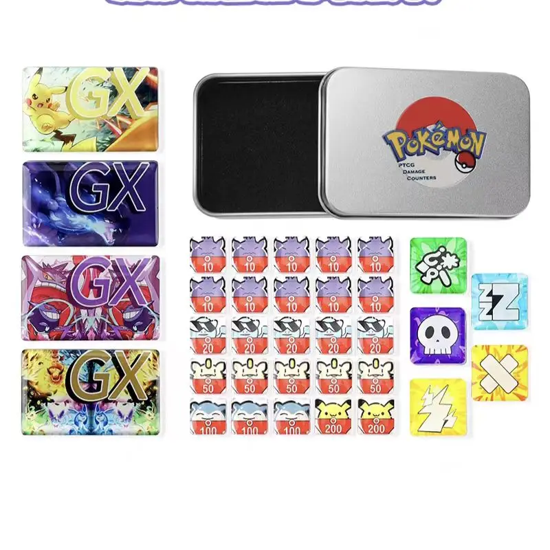 

PTCG Pokemon Match Scoring Damage Counter Storage Box Board Role-playing Games Pikachu Gengar Card Games Duplex Fourth Wave