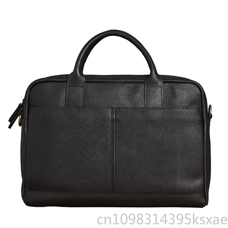 

Men's Leather Briefcase Luxury Handbag Purse Top Grain Genuine Large Capacity Laptop Crossbody Bag for Business Casual Office