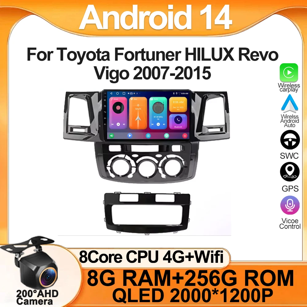 

Car For Toyota Fortuner HILUX Revo Vigo 2007-2015 Multimedia Player Head Unit Touchscreen GPS Navigation No 2din DVD 5G WIFI TB