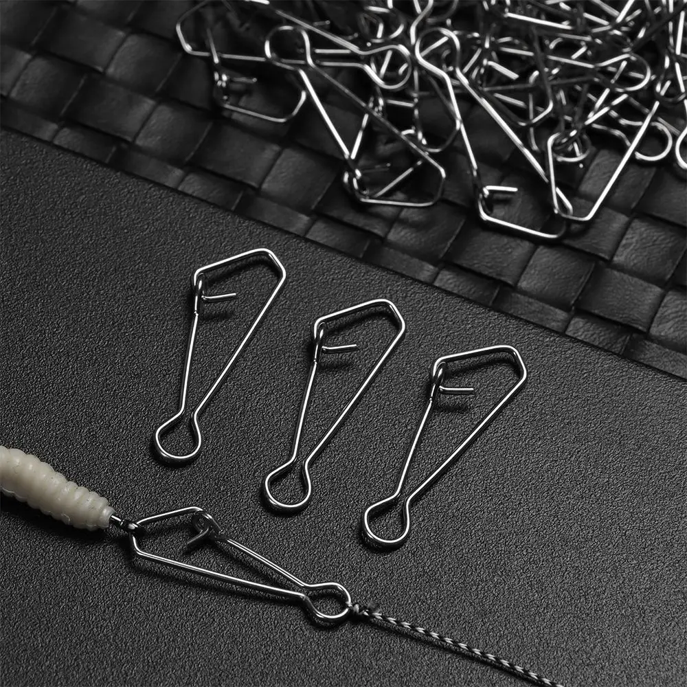 50pcs/pack Fast Clip Lock Fishing Hook Line Connector 0#-7# Stainless Steel Safety Pin Swivel Sea Snap Hooks Fishing Tackle