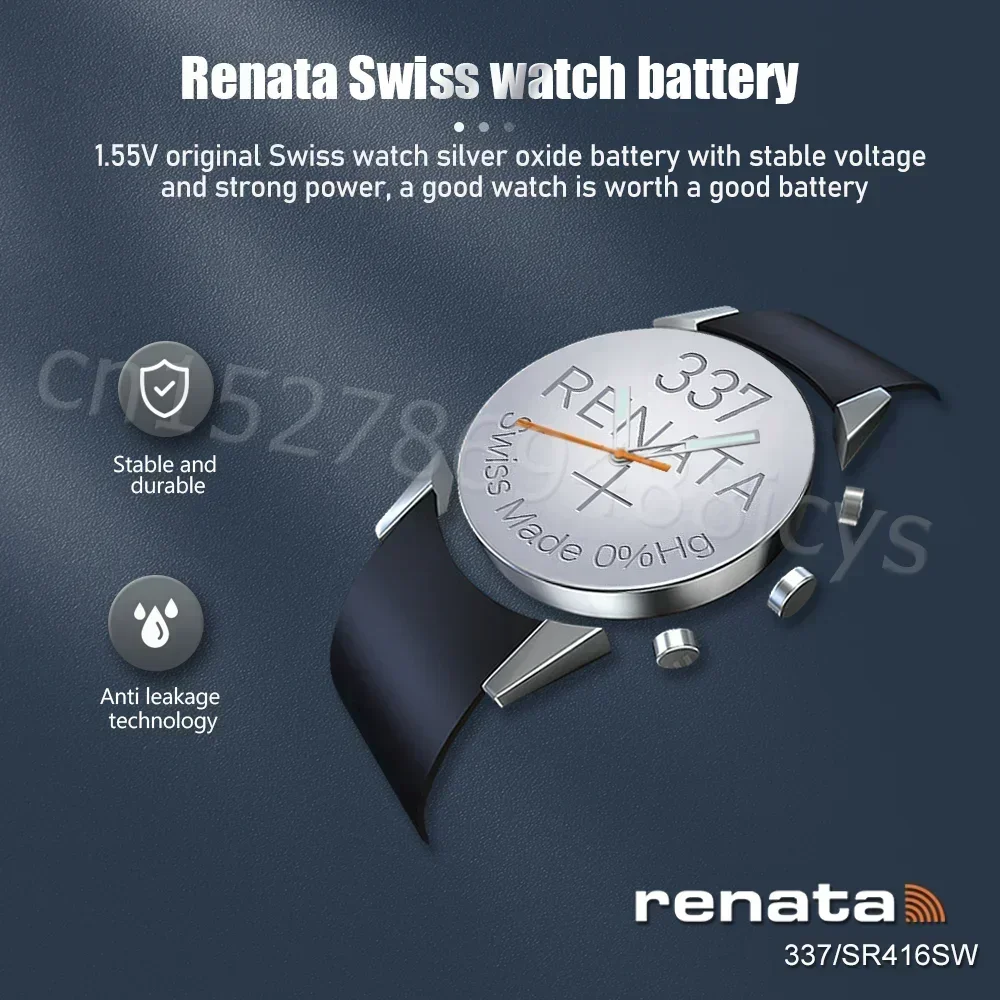 100% Original Renata 337 SR416SW AG6 LR416 337A 1.55V Silver Oxide Battery For Watch Camera Alarm Swiss Made Button Coin Cell