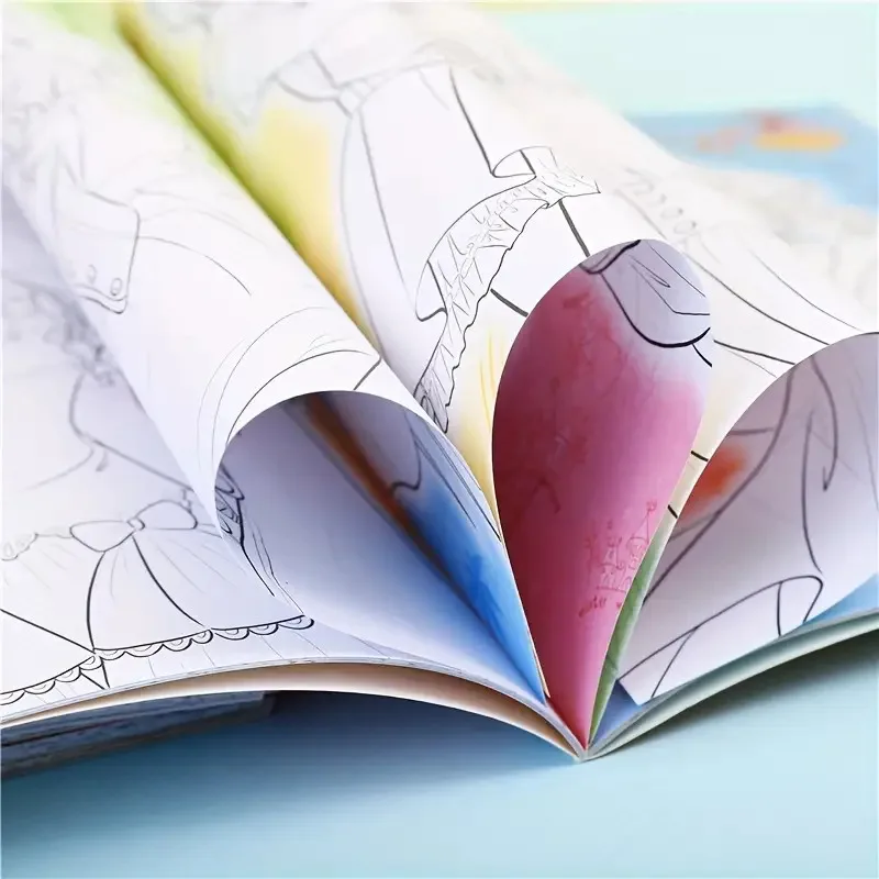 2Pcs Princess Beautiful Girl Coloring Book Cute Anime Manga Characters Drawing Book Premium Thick Paper Sketchbook Style Journal image 5