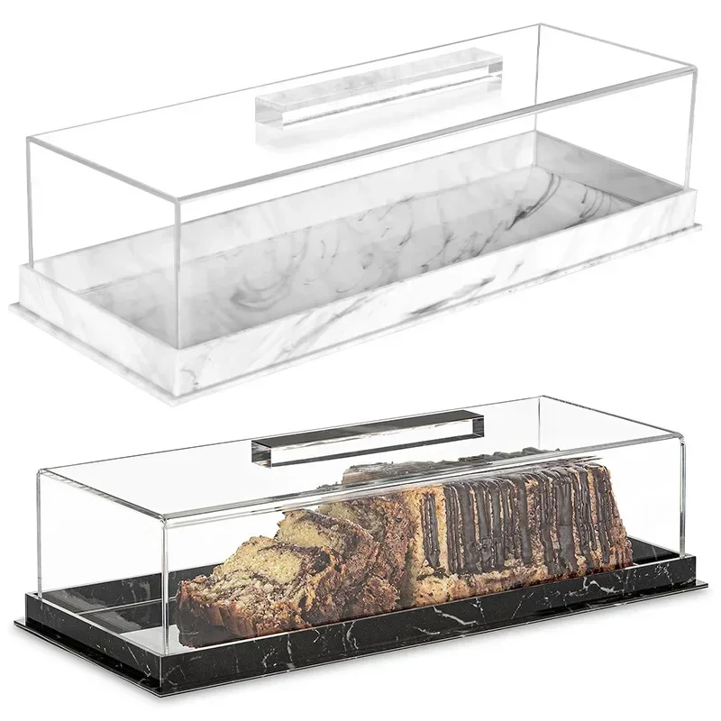 Acrylic Bread Box Rectangular Cake Tray Dessert Display Rack