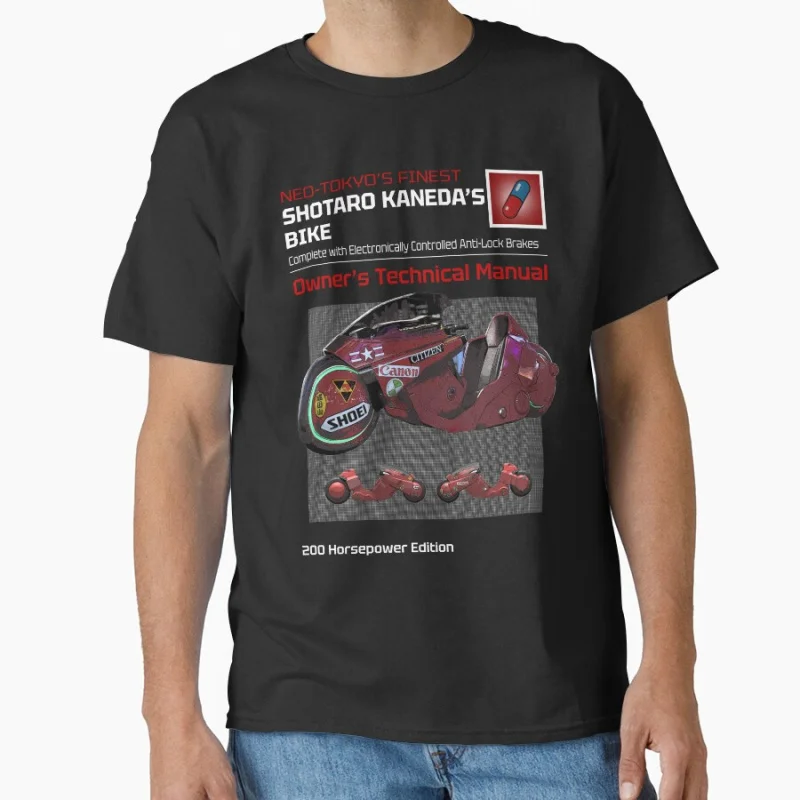 

Shotaro Kaneda Bike Owner's Technical Manual Neo Tokyo Explosion Akira Cyberpunk Anime T shirt Manga Graphic Print Y2k Clothes