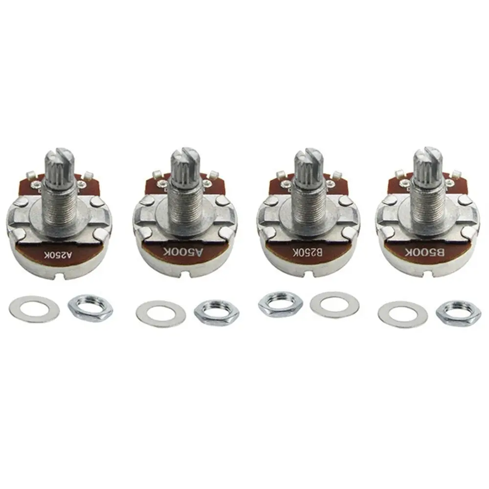 18mm Split Shaft Linear Taper Pot Metal Silver Long Lever Potentiometer A500K/B500K/A250K/B250K Volume Tone Guitarra Pot