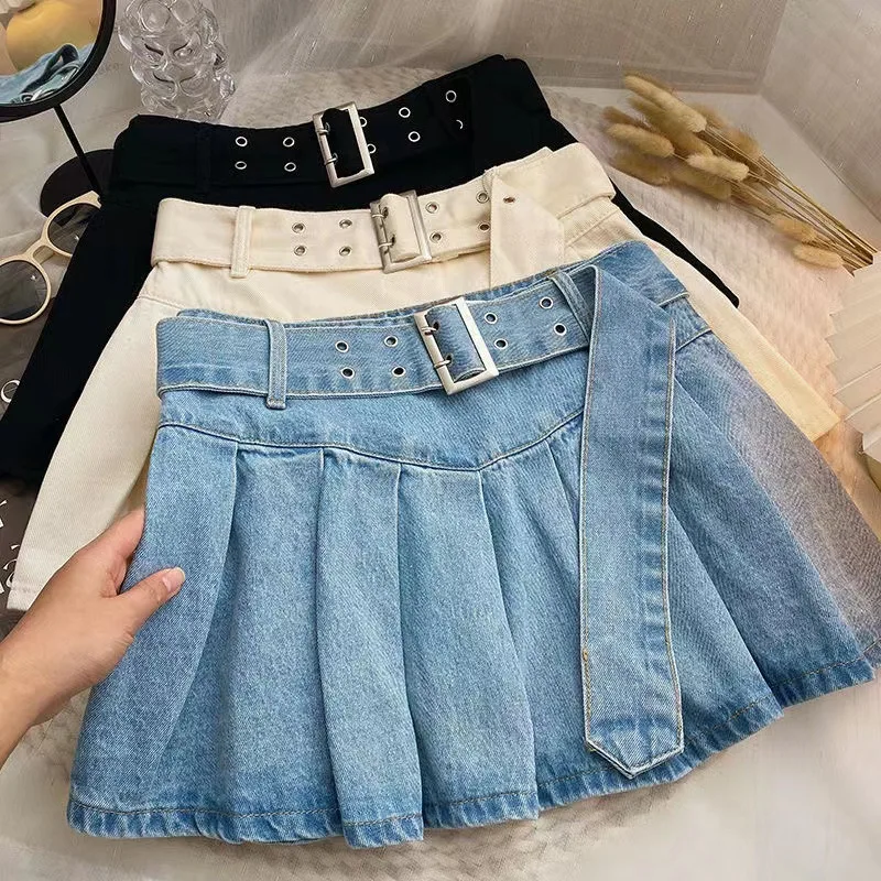 2023 Summer Girls Fashion Aline Jeans Denim Skirt Three Colors