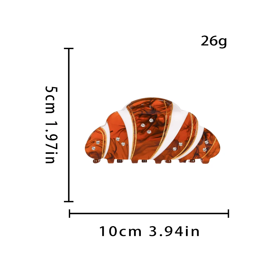 NEW 10CM Large Croissant Hair Claw Food Series Acrylic Claw Clips Rhinestone Crab Hair Clips for Women Girls Hair Accessories - Image 6