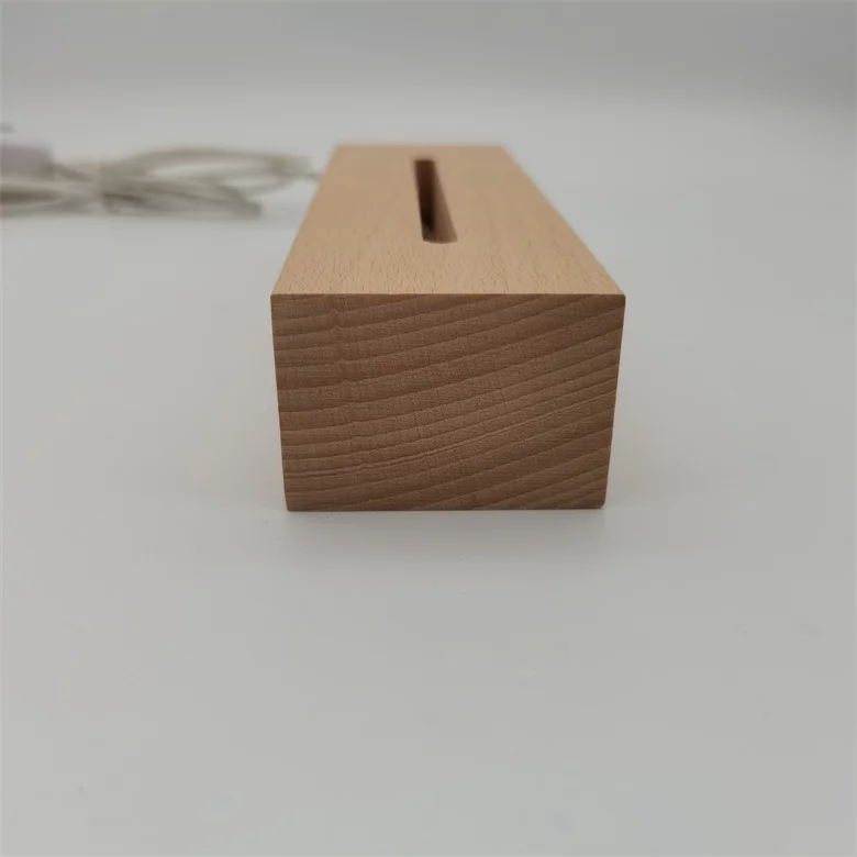 Wholesale Solid Wood Led Display Night Light Base Holder Stand 3d  Lamp Wooden  for DIY acrylic