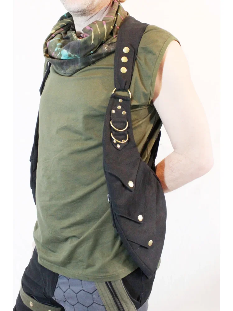 Retro Doppelschultergurt Taktische Tasche mit mehreren Fächern, diebstahlsicher, für Outdoor-Reisen, Wandern, Brusttaschen für Männer, täglicher Gebrauch, neu 2026 – Detail 3