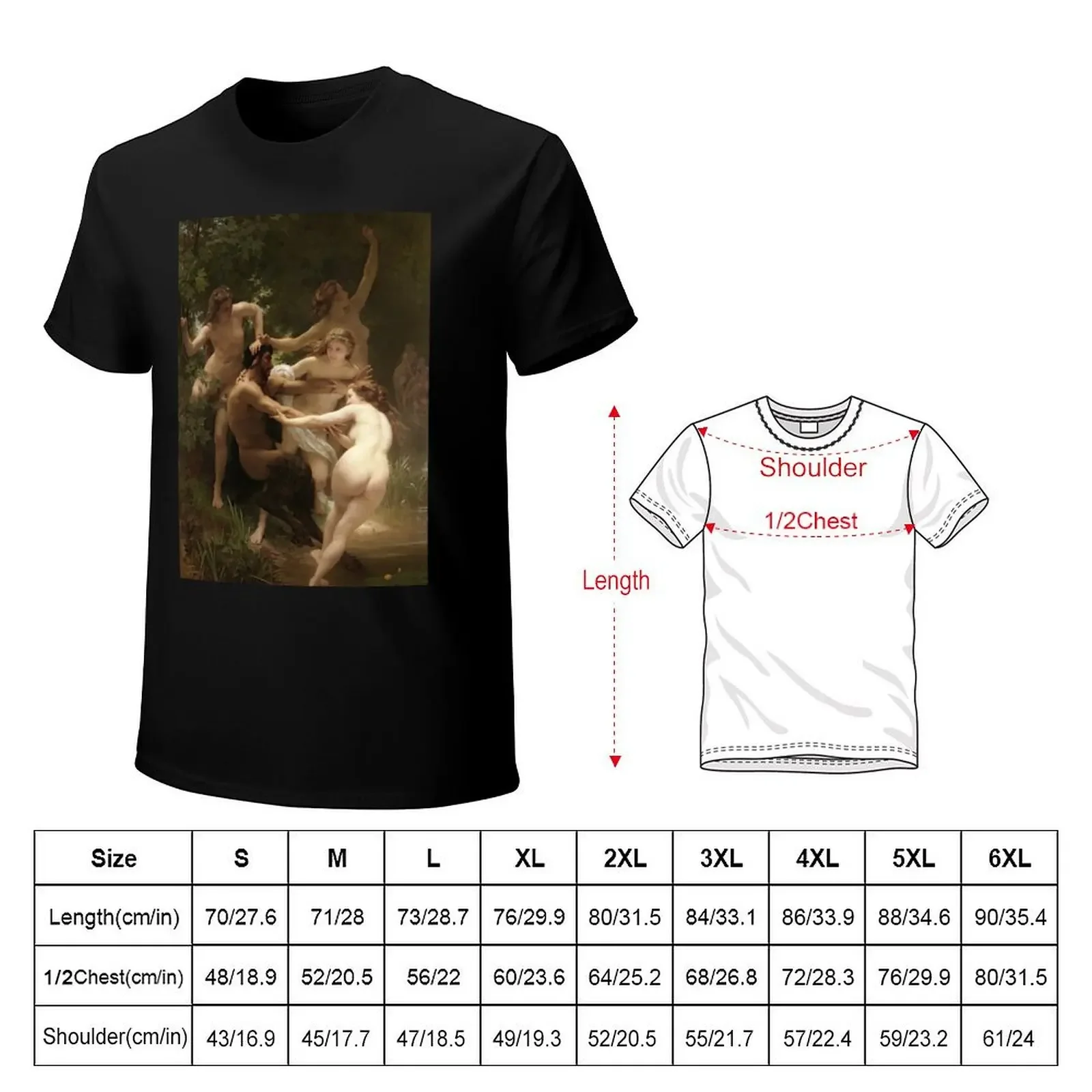 William-Adolphe Bouguereau - Nymphs and Satyr, 1873 T-Shirt sports fans plain street wear Blouse t shirts for men cotton