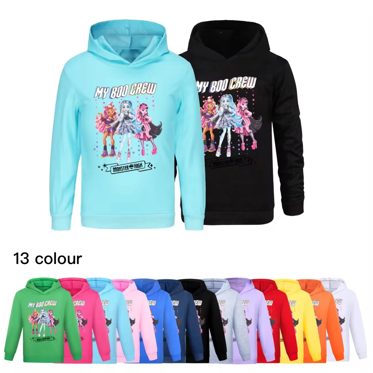 

Funny Monster High Kids Hoodie Toddler Girls Cartoon Clothes Baby Boys Long Sleeve Sweatshirt Spring Autumn Children's Clothing