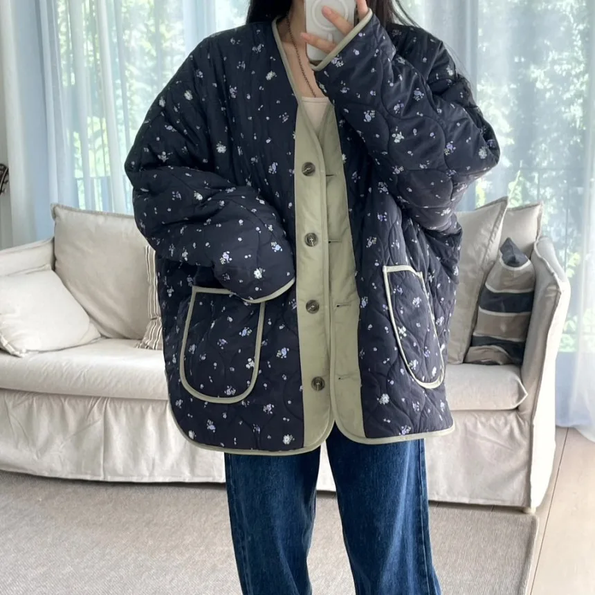 

Женская свободная хлопковая куртка на одной пуговице в стиле ретро, двусторонняя одежда Sensation, осенне-зимняя новая шикарная верхняя одежда