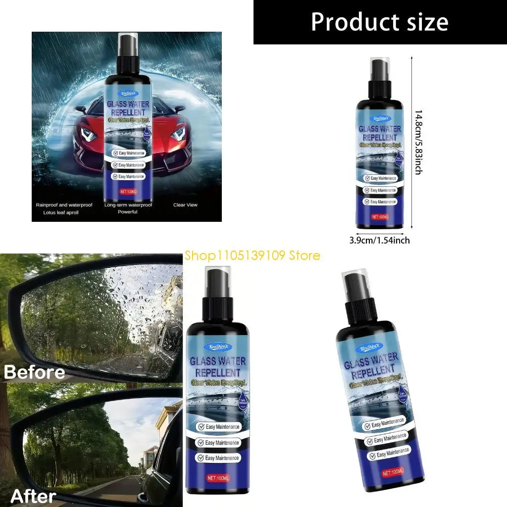 P5ED 100ml Automotive Windscreen Water Repellant Sprayer with Towel Easy to Use