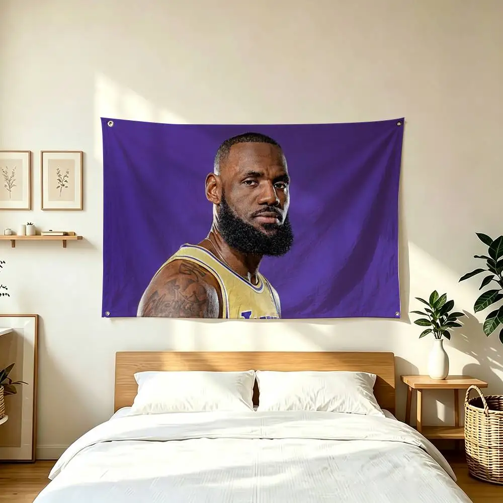 L-LeBron J-James  Basketball Star   Flag Suitable For Party Club Outdoor Interior Wall Decoration Banner Fans Gift