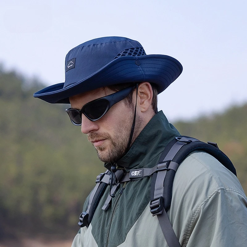 Summer Men's Breathable FIsherman Hat Outdoor Fishing Travel Cap Male Climbing UV Sun Protection Sunproof Bucket Hats For Men