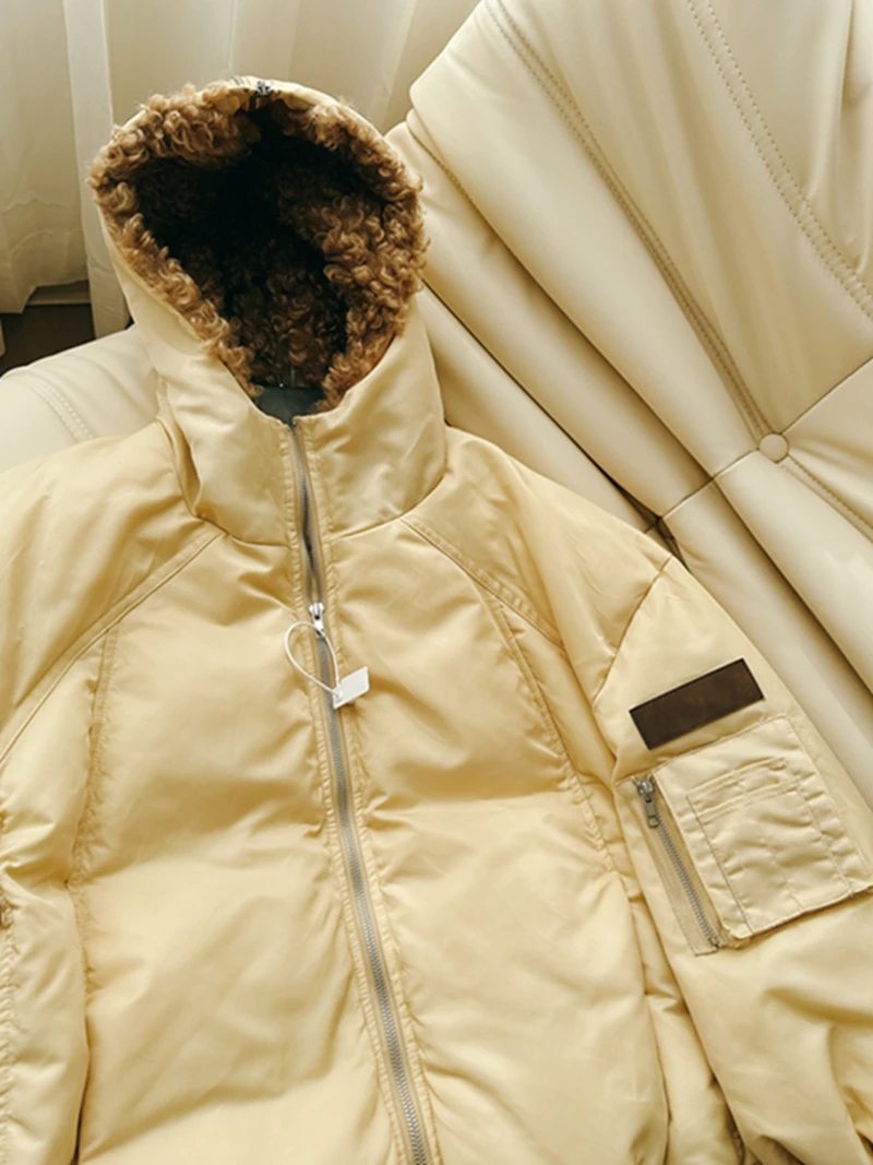 2025 invierno nuevo Faion Thiened blanco Du abajo Parka abrigo con Cuello de piel coreano Sle mujer cálido poliéster Jaet