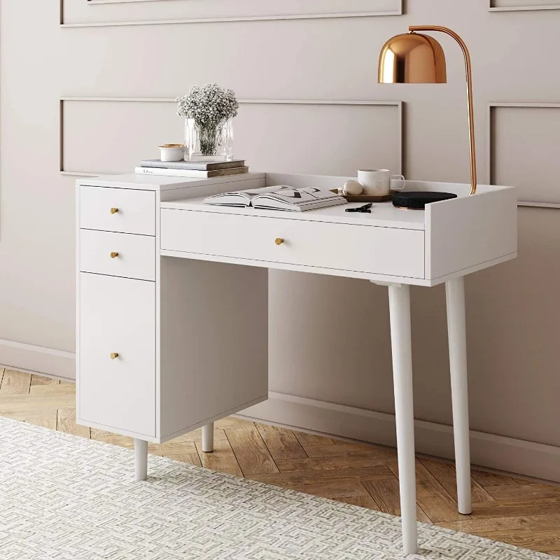 Cream simple style furniture dresser, bedroom study integrated cosmetic cabinet, high-end white paint cosmetic table storage