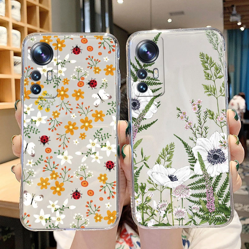 สําหรับ Xiaomi 12 5G 12S กรณีน่ารักดอกไม้แคคตัสทาสีฝาครอบ Fundas ซิลิโคนนุ่มสําหรับ Xiaomi 12 Lite 12X Mi 12 กันชน