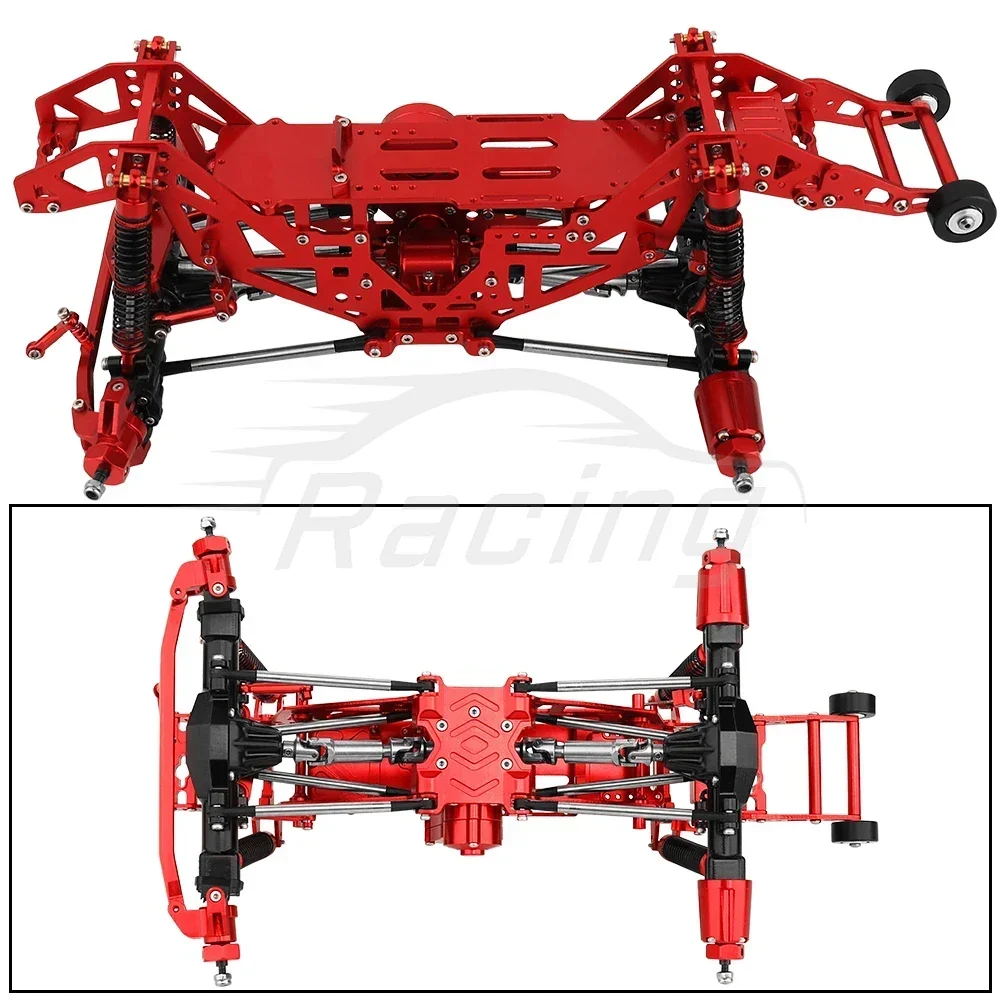 Metalowa rama podwozia 1:18 z osłami Skrzynia biegów do RC 1/18 LOSI Mini LMT 1/18 Szczotkowana ciężarówka Monster Truck Część ze stopu aluminium