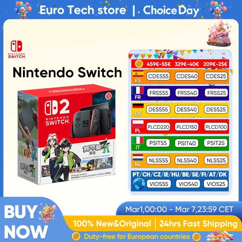 2025 Original Nintendo Switch 2 + Pokémon Legends Z-A NS2 Limited Edition Bundle 7,9'' 120 Hz Bildschirm HK Version Joy-Con Griff