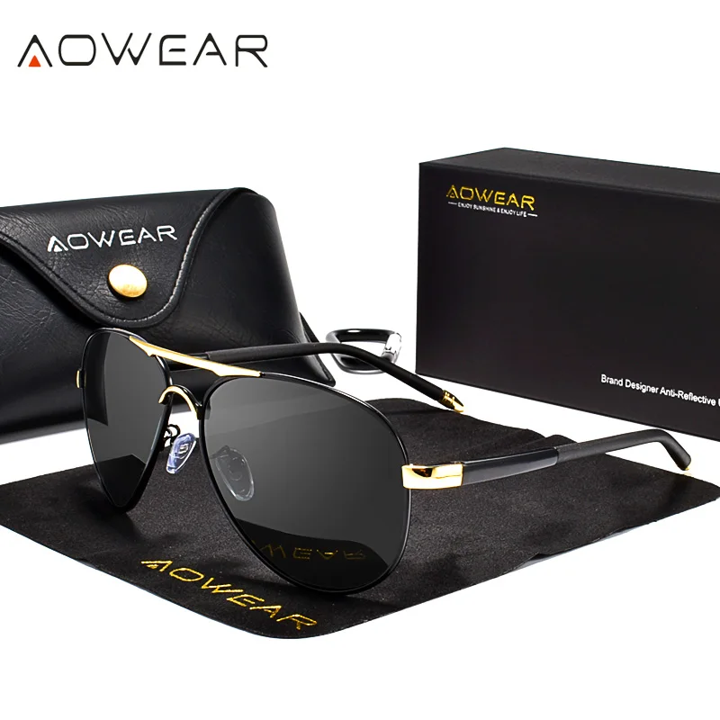 AOWEAR männer Luftfahrt Sonnenbrille Männer Polarisierte Spiegel Sonnenbrille für Mann HD Fahren Pilot Sonnenbrille lunettes de soleil homme 3