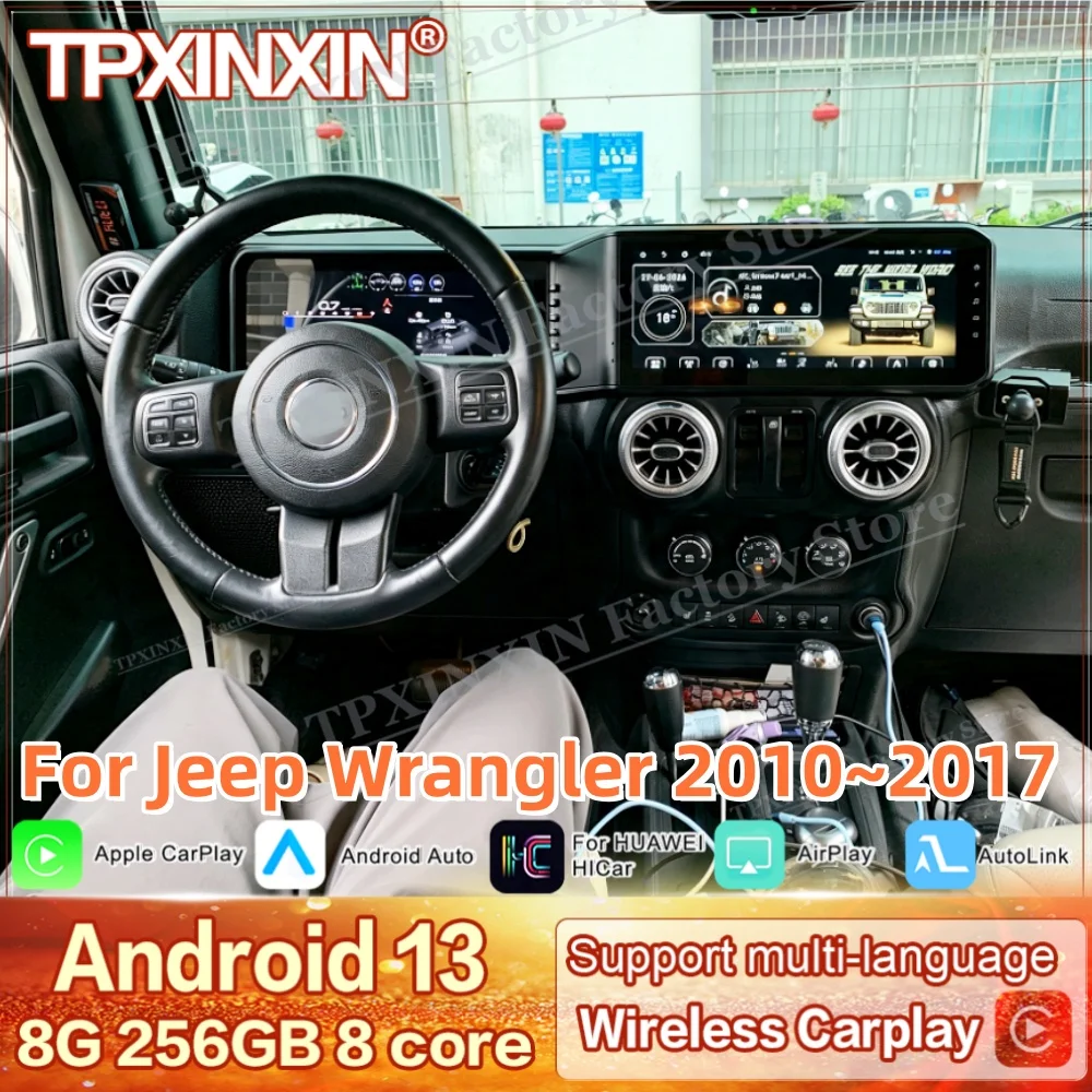 12.3 Dual screen For Jeep Wrangler 2010~2017 Android Auto Carplay Multimedia GPS Navigation Car Radio Stereo Receiver Head Unit