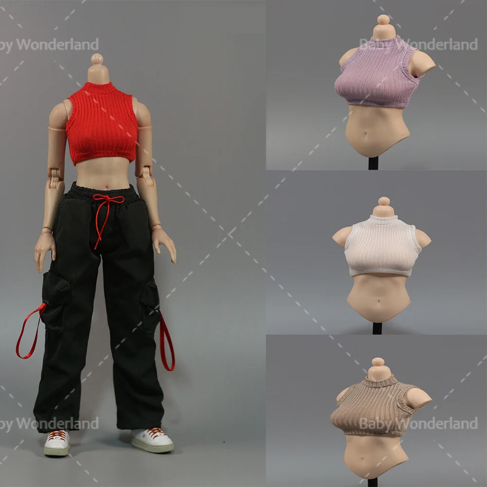 

DMTOYS DF084 1/6 Female Sleeveless Tight Fitting Hot Girl Vest Clothes Model Fit 12'' PH Soldier Action Figure Body Dolls