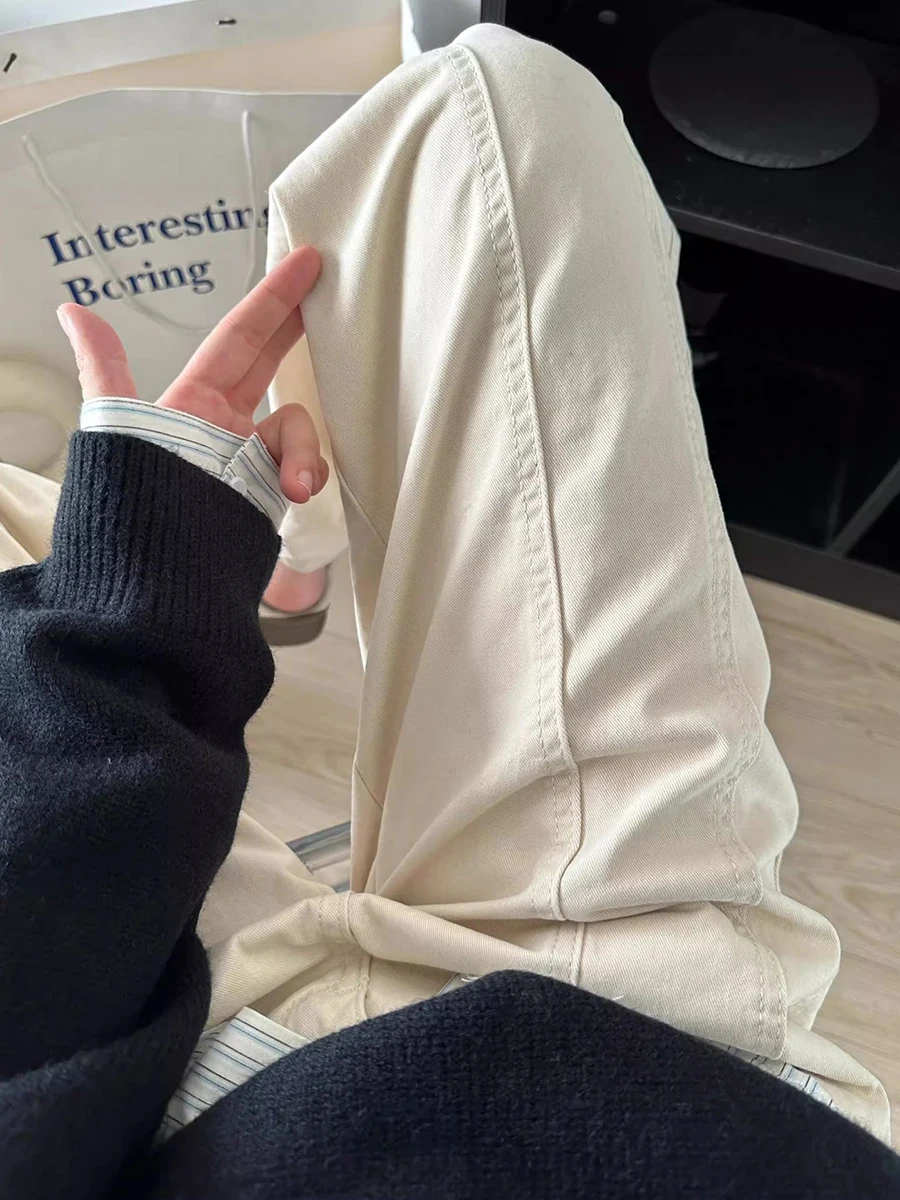 

Джинсы с высокой талией и широкими штанинами для женщин, весна-осень, свободный крой, прямые джинсовые брюки для фигуры «груша», винтажный стиль