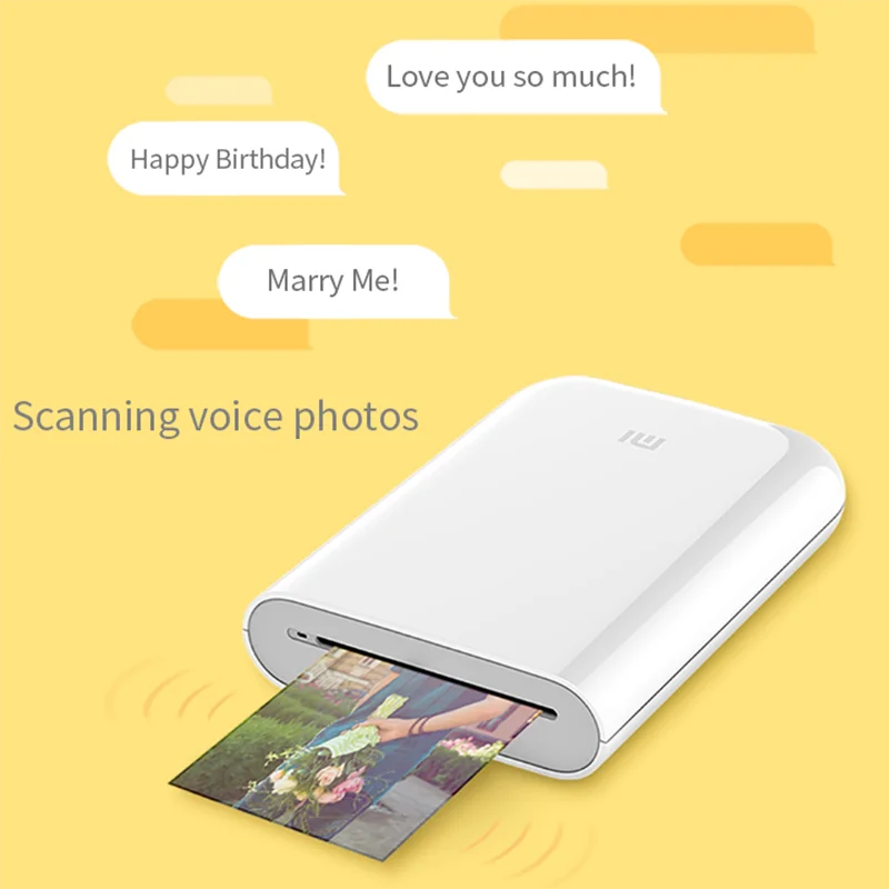 Portable Photo Printer Inkless 3-Inch Back Glue 300dpi Ar Photo Diy Share