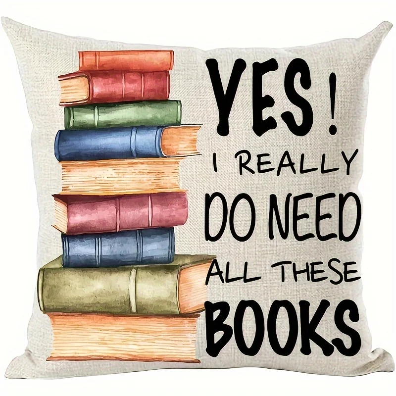 1pc Book Lover Slogan Printed Throw Pillow Cover,Suitable for Sofa, Bedroom, Living Room, Study Room,a Fun Gift for Book Lovers.